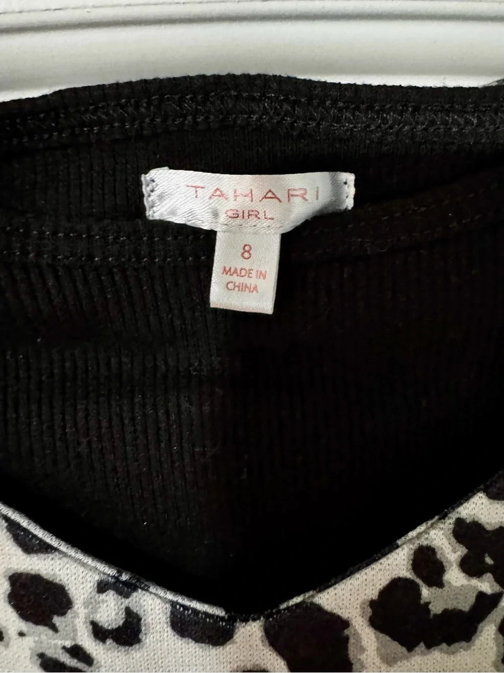 NWOT Tahari  2 piece B&W Leopard Print Pinafore Dress w/ Faux Leather Pockets: 8